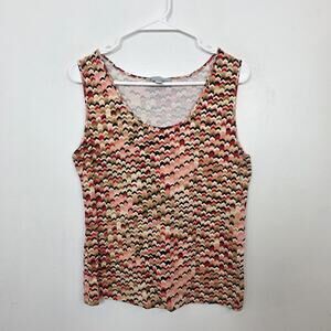 Missoni Tan Coral Multicolor Chevron Knit Artsy Summery Tank Top Size 10‎